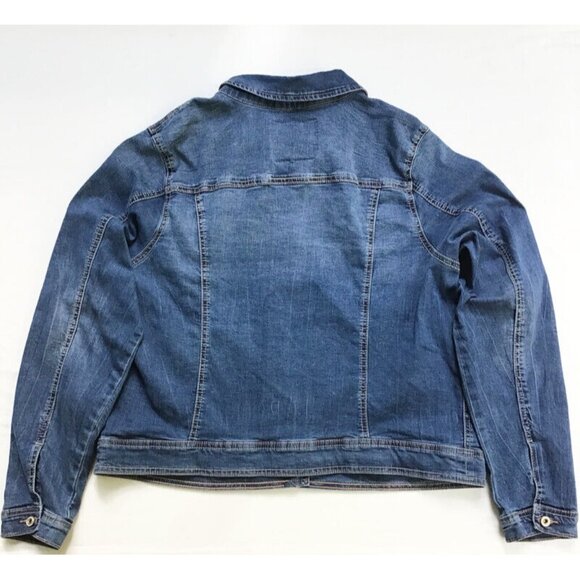 Maurices Jean Jacket Womens Plus Size 2 2x Stretch Medium Wash Blue Denim - Picture 9 of 10
